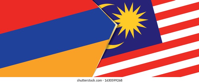 Armenia and Malaysia flags, two vector flags symbol of relationship or confrontation.