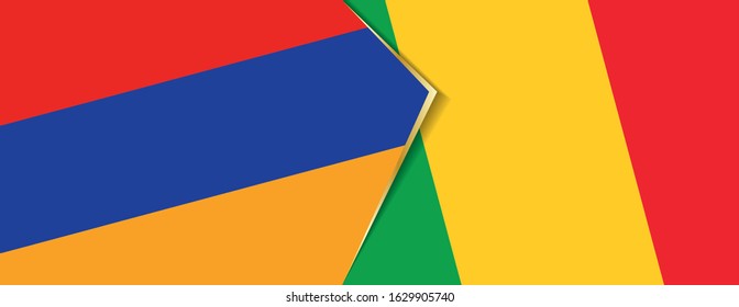 Armenia and Mali flags, two vector flags symbol of relationship or confrontation.