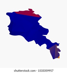 Armenia Map with abstract Armenia Low poly Flag Texture vector background