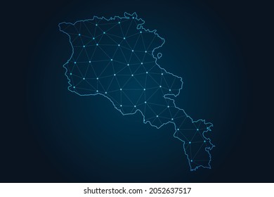 armenia map ,Abstract mash line and point scales on dark background for your web site design map logo, app, ui,Travel. Vector illustration eps 10.
