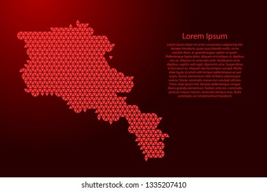 Armenia map abstract schematic from red triangles repeating pattern geometric background with nodes for banner, poster, greeting card. Vector illustration.