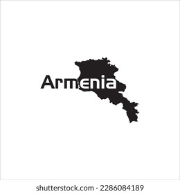 Armenia map and black lettering design on white background