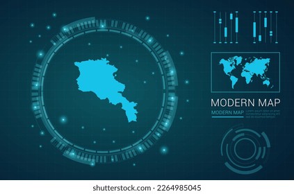 Armenia map of blue digital frame Futuristic Sci Fi Modern User vector HUD, GUI, UI interface.