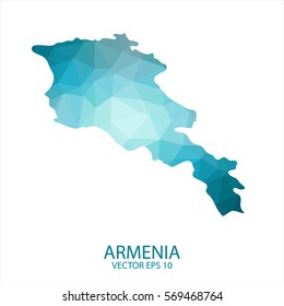 Armenia map - blue geometric rumpled triangular low poly style gradient graphic background , polygonal design for your . Vector illustration eps 10.