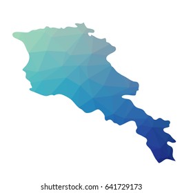 Armenia map - blue geometric rumpled triangular low poly style gradient graphic background