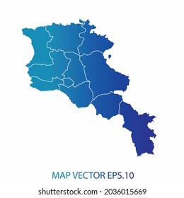 Armenia-Karte, blaue Farbverlauf-Farbe , Infografik-Stil , auf weißem Hintergrund mit Map World. Drahtrahmen-3D-Maschen, Karte 3D,