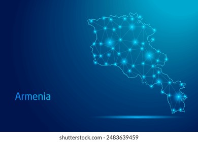 Mapa de Armenia - concepto de tecnología de la comunicación, gráfico de bajo poli.