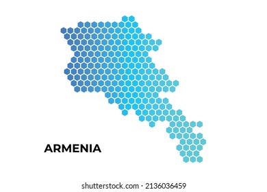 Armenia map digital hexagon shape on white background vector illustration