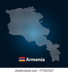 armenia map dots white on blue black background.vector illustration.