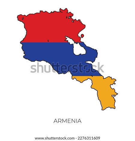 Armenia map and flag. Detailed silhouette vector illustration