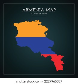 Armenia Map Flag Vector Illustration