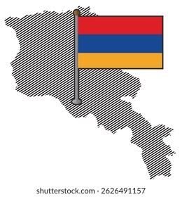 Mapa de Armenia con bandera. Ilustración vectorial