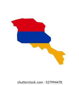 Armenia map and flag in white background