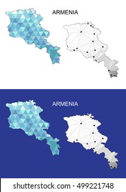 Armenia map in geometric polygonal style. Abstract gems triangle. 