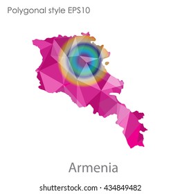 Armenia map in geometric polygonal style.Abstract gems triangle,modern design background.Vector illustration EPS10