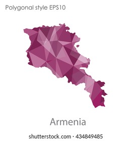 Armenia map in geometric polygonal style.Abstract gems triangle,modern design background.Vector illustration EPS10