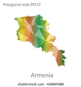 Armenia map in geometric polygonal style.Abstract gems triangle,modern design background.Vector illustration EPS10