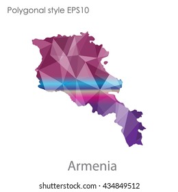 Armenia map in geometric polygonal style.Abstract gems triangle,modern design background.Vector illustration EPS10