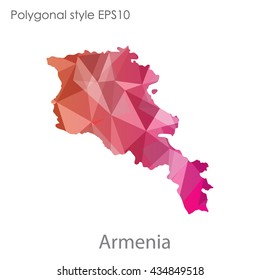 Armenia map in geometric polygonal style.Abstract gems triangle,modern design background.Vector illustration EPS10