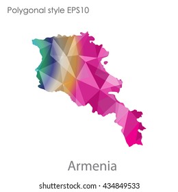 Armenia map in geometric polygonal style.Abstract gems triangle,modern design background.Vector illustration EPS10