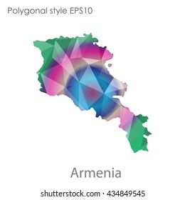 Armenia map in geometric polygonal style.Abstract gems triangle,modern design background.Vector illustration EPS10