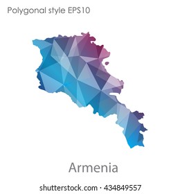 Armenia map in geometric polygonal style.Abstract gems triangle,modern design background.Vector illustration EPS10