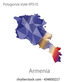 Armenia map in geometric polygonal style.Abstract gems triangle,modern design background.Vector illustration EPS10
