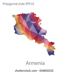 Armenia map in geometric polygonal style.Abstract gems triangle,modern design background.Vector illustration EPS10