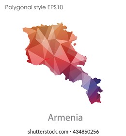 Armenia map in geometric polygonal style.Abstract gems triangle,modern design background.Vector illustration EPS10