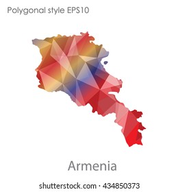 Armenia map in geometric polygonal style.Abstract gems triangle,modern design background.Vector illustration EPS10