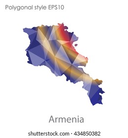 Armenia map in geometric polygonal style.Abstract gems triangle,modern design background.Vector illustration EPS10