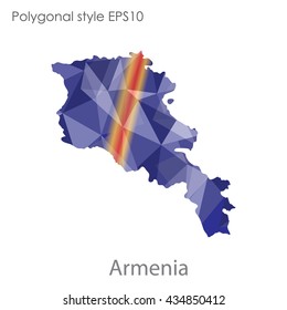 Armenia map in geometric polygonal style.Abstract gems triangle,modern design background.Vector illustration EPS10