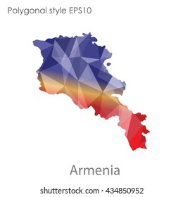 Armenia map in geometric polygonal style.Abstract gems triangle,modern design background.Vector illustration EPS10