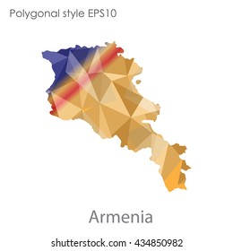 Armenia map in geometric polygonal style.Abstract gems triangle,modern design background.Vector illustration EPS10