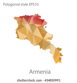 Armenia map in geometric polygonal style.Abstract gems triangle,modern design background.Vector illustration EPS10