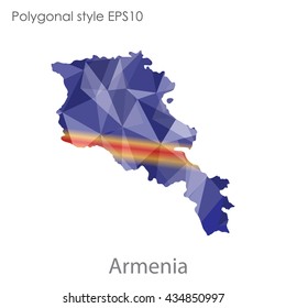 Armenia map in geometric polygonal style.Abstract gems triangle,modern design background.Vector illustration EPS10