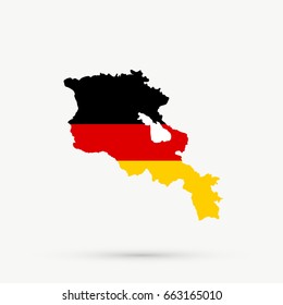 Armenia map in Germany flag colors, editable vector.