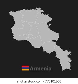 armenia map gray on black background.vector illustration.
