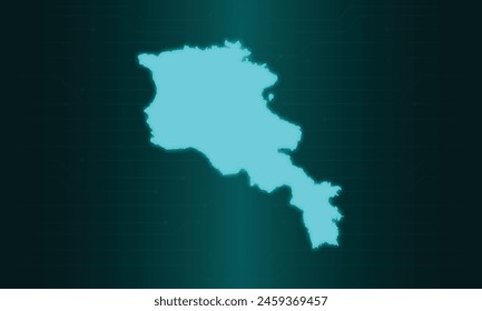 Armenia Map with Green Circuit Technology Style.