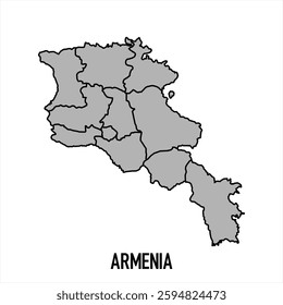 Armenia map in grey style isolated on white background. Vector illustration