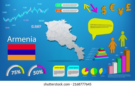armenia map info graphics - charts, symbols, elements and icons collection. Detailed armenia map with High quality business infographic elements.