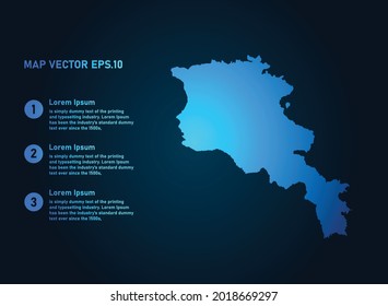 Armenia map, infographic style , on dark background with Map World. Wire frame 3D mesh , map 3D,