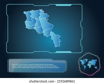 Armenia Map infographic technology blue Color element collection background