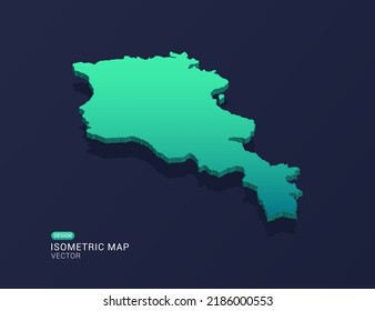 Mapa armenio de ilustración vectorial de gradiente verde isométrico.