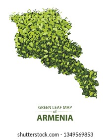 armenia map made up of green leaf on white background vector illustration of a forest is conceptual of the global green environmental issues worldwide