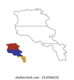 Armenia map with national flag icon. Coloring book for children.