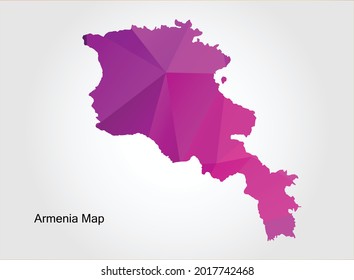 Armenia Map pink Color on white background polygonal