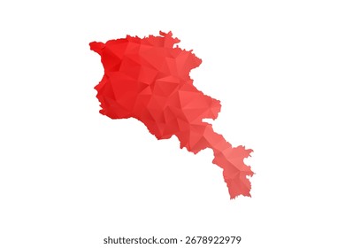 Armenia Map - Polygon Style Vector Illustration in Red Gradient, Low Poly Geometric Design, Isolated on White Background, Perfect for Infographics, Reports, and Educational Materials.