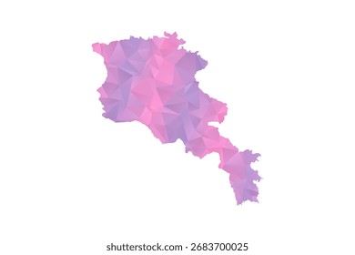 Armenia Map - Polygon Style Vector Illustration in Pink and Purple Gradient, Low Poly Geometric Design, Isolated on White Background for Infographics and Education.