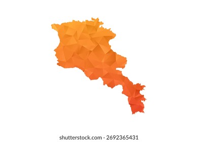 Mapa da Armênia - Ilustração do vetor estilo polígono em gradiente laranja, baixo projeto geométrico poly, isolado no fundo branco para infográficos e educação.